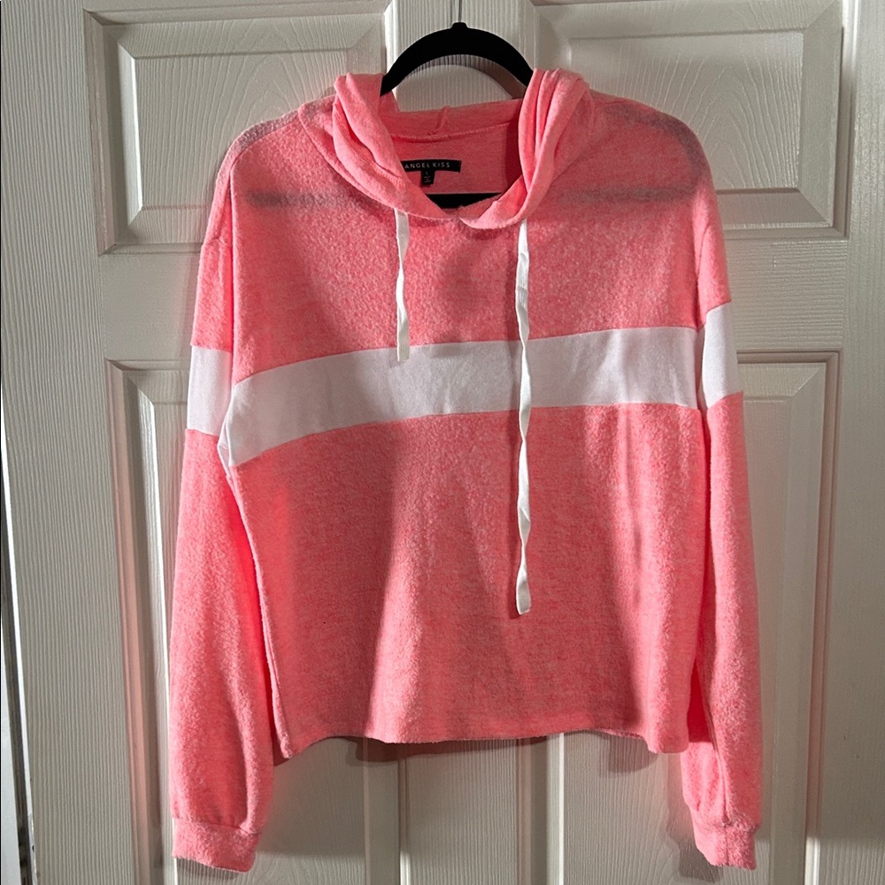 Angel Kiss Pink & White Stripe Hooded Sweatshirt